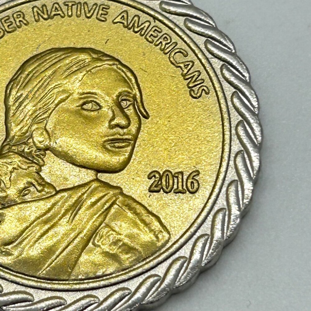 2016 Remember Native Americans Sacagawea Code Talkers Coin Pendant Necklace Gold - Picture 4 of 15